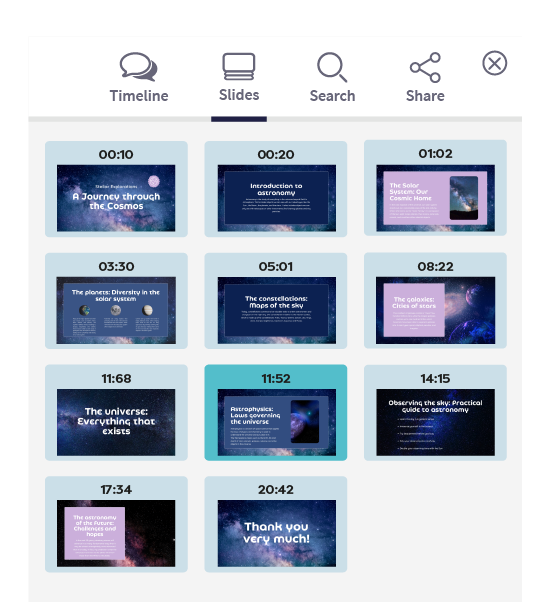 Navigation into video by slide